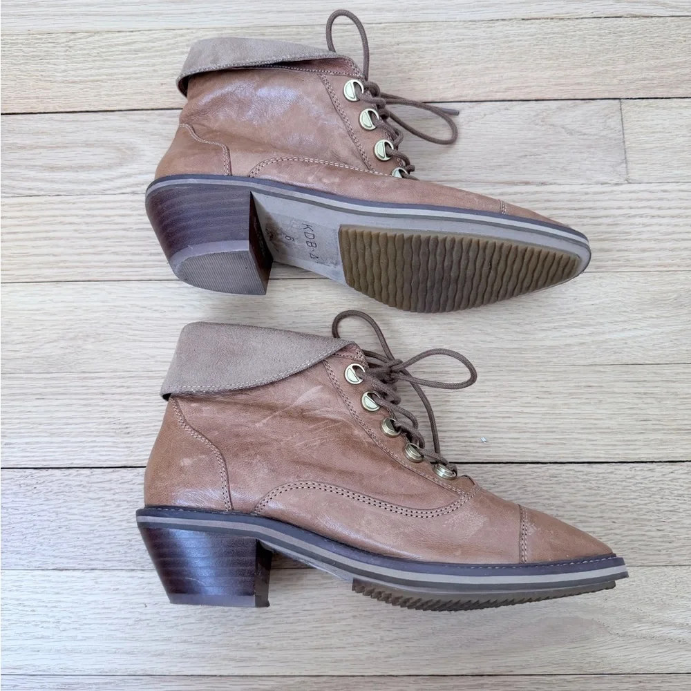 Kelsie‎ Dagger Anthropologie Brooklyn Cortez Ankle Boots Tan Camel Brown Size 6